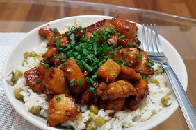 honey glazed chicken served over rice