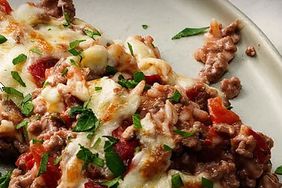 close up of Cheesy Hamburger Rice Casserole